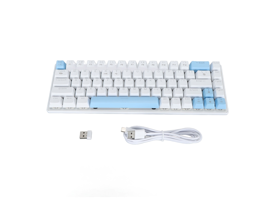 Teclado Mecânico Sem Fio 61 Teclas Switch Azul Rgb Bt5.0 2.4g Usb C Para Jogos