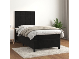 Vidaxl Cama com Molas/colchão 100x200 Cm Veludo Preto