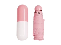 Guarda chuva de Bolso Rosa Dobrável Resistente UV para Sol e Chuva 6 Arruelas | S/MARCA