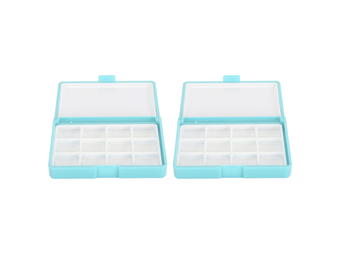 2 Caixas Vazias De Acuarela, Paletas De Armazenamento Portáteis De Plástico, 12 Compartimentos, Para Acrílicos E Pinturas