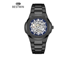 Relógio Esqueleto Luminoso Masculino Preto e Azul MDUG