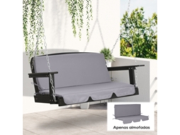 Almofada Acolchoada para Balanço em Cinza, 130x45x5 Cm, com 2 Peças: Assento e Encosto
