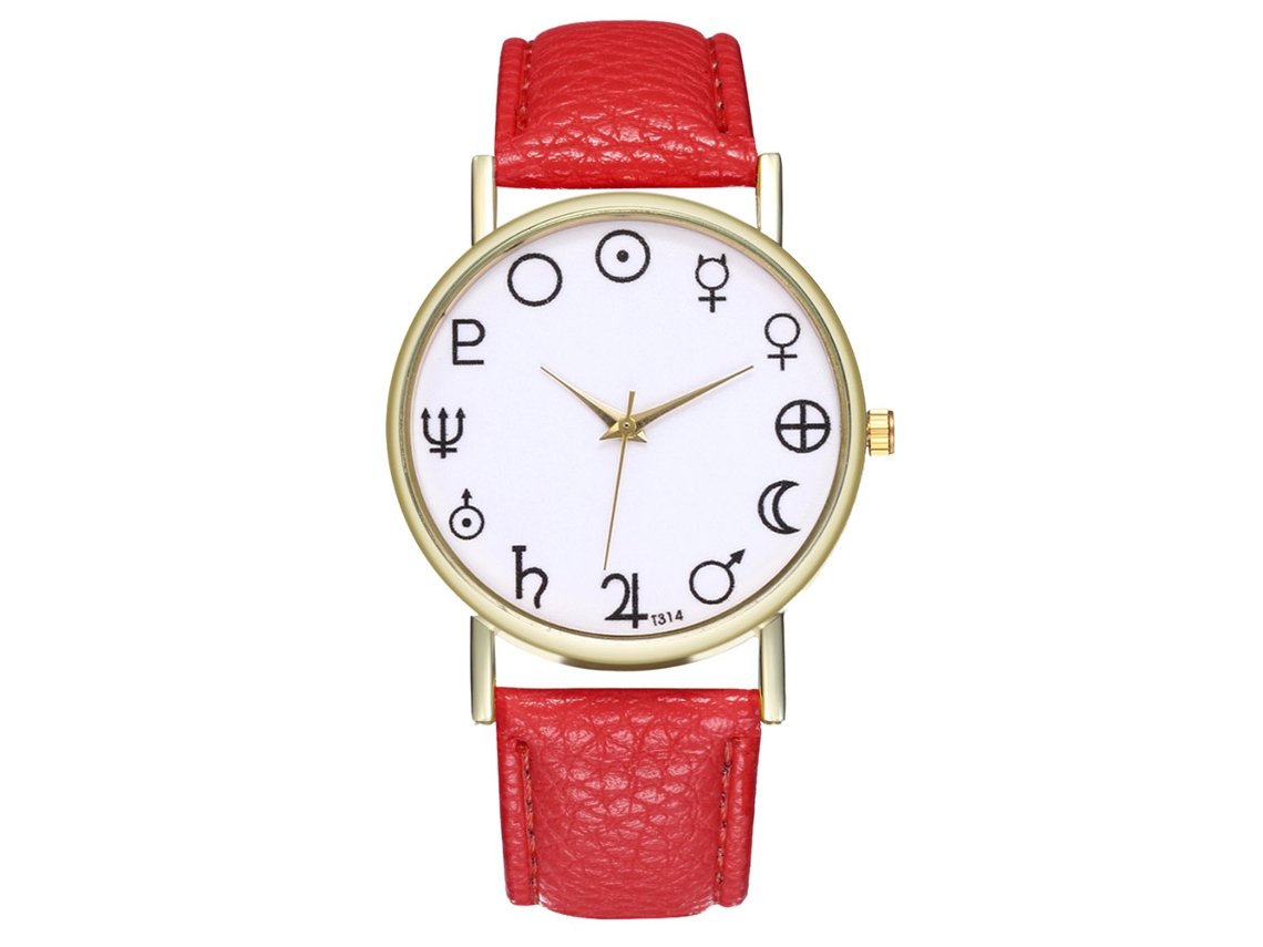 Relógio analógico de quartzo Zhoulianfa para homem e mulher com pulseira de PU (vermelho)