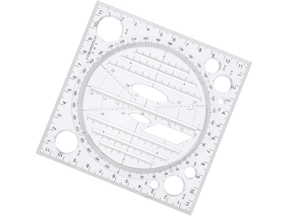 Modelo Multifuncional Para Desenho Matemático, Régua De Medição E Gabarito Geométrico, Ideal Para Aprendizado Prático Em