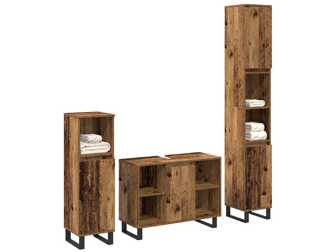 Conjunto de Móveis para Banheiro com Prateleira 3 Peças Castanho MAISON EXCLUSIVE