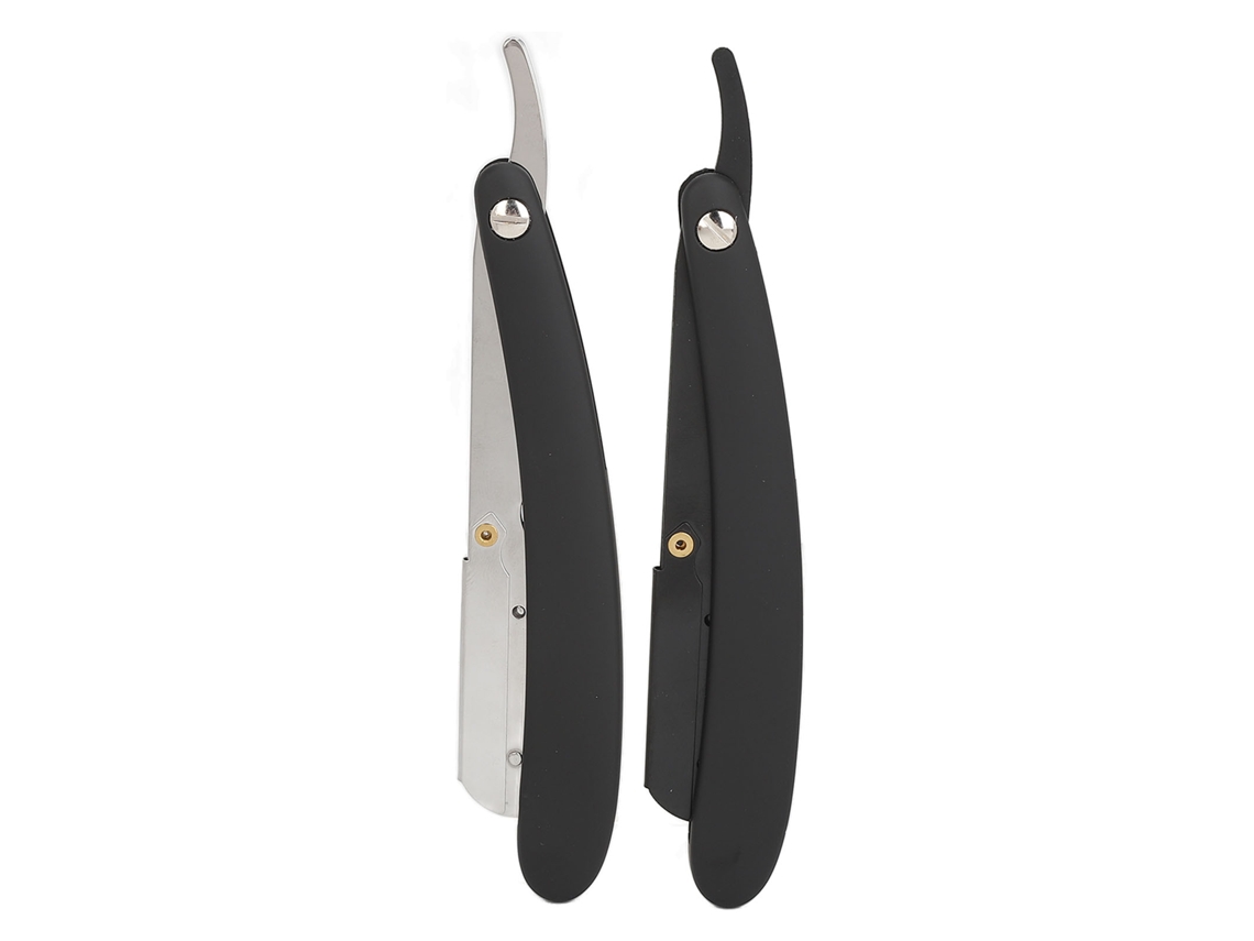 2 Peças Suporte De Barbear Com Lâmina Reta Estilo Clássico Para Barbear E Estilo De Cabelo Acessórios De Barbear Prata Preto