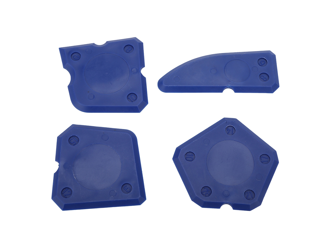 Kit De 4 Ferramentas De Calafetar Com Raspador De Silicone Para Selante Grout E Vedação Em Azul