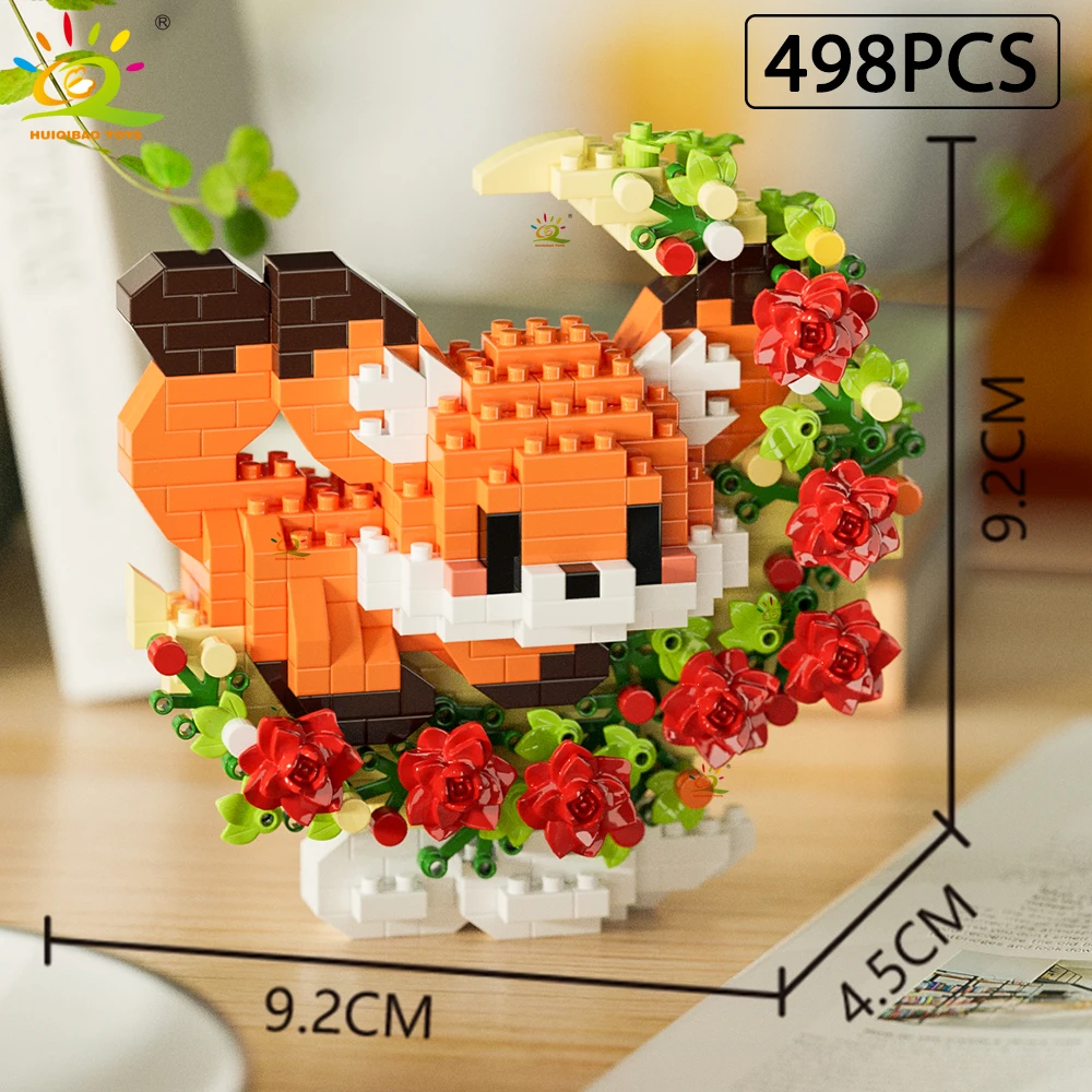 Blocos de construção em miniatura de flores e animais de estimação Moc