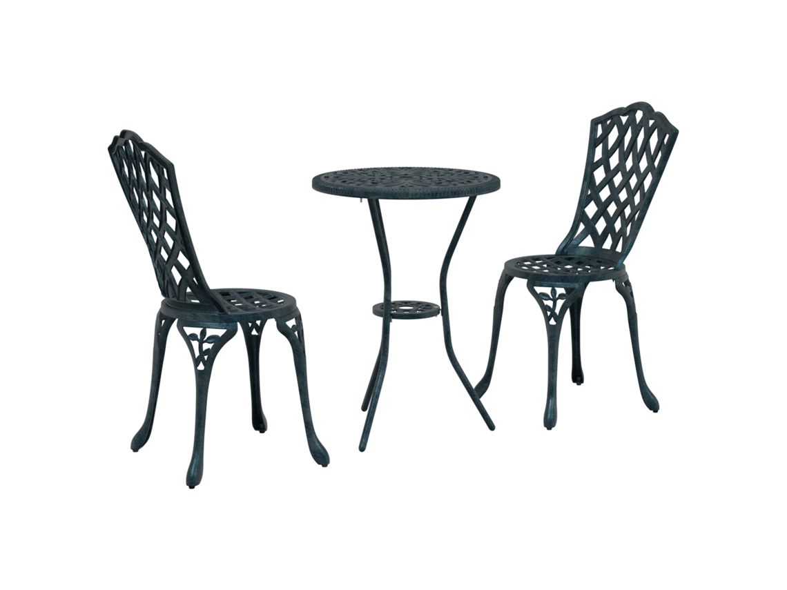 Conjunto 3 Conjunto De Móveis De Jardim Vidaxl Verde Alumínio (53 X 53 X 70,5 Cm)