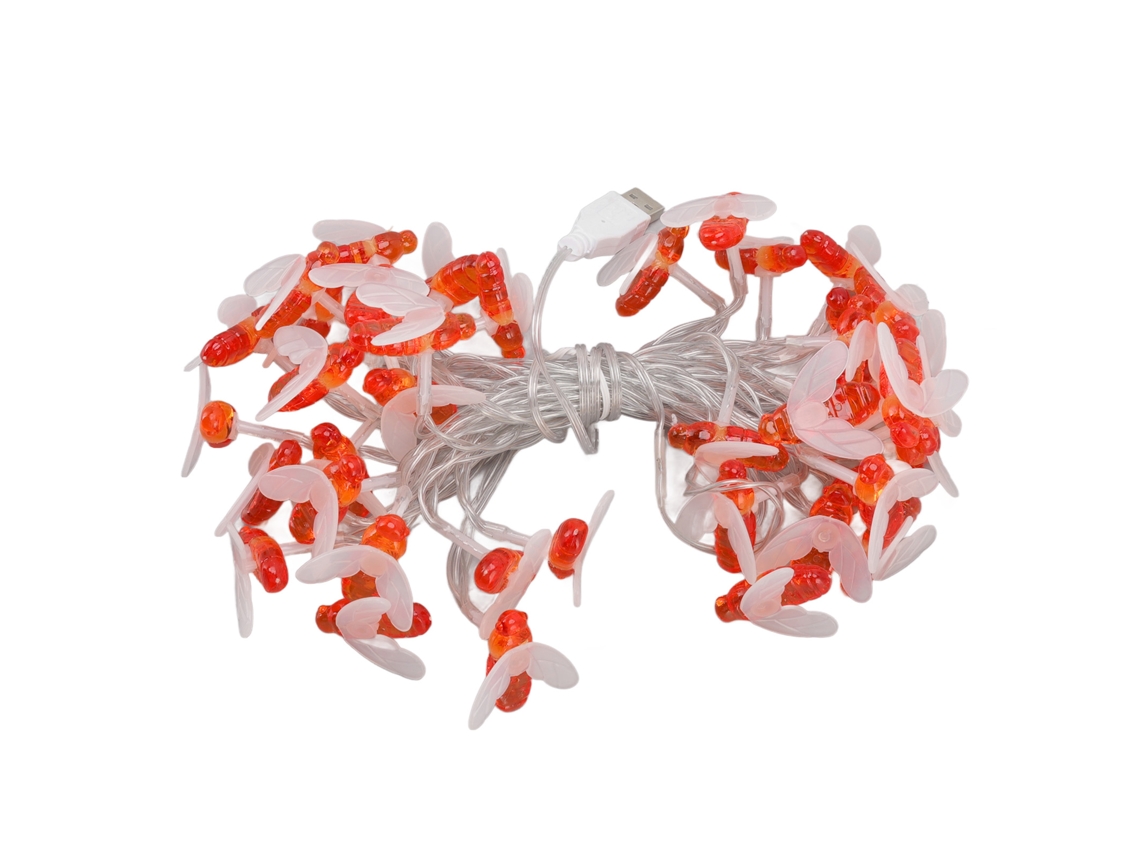 Rebe-luz De Cinta De Abeja Miel Hada Impermeable 40led Usb 6m Para Decoración De Dormitório, Sala, Jardim, Festa, Casamento, Halloween