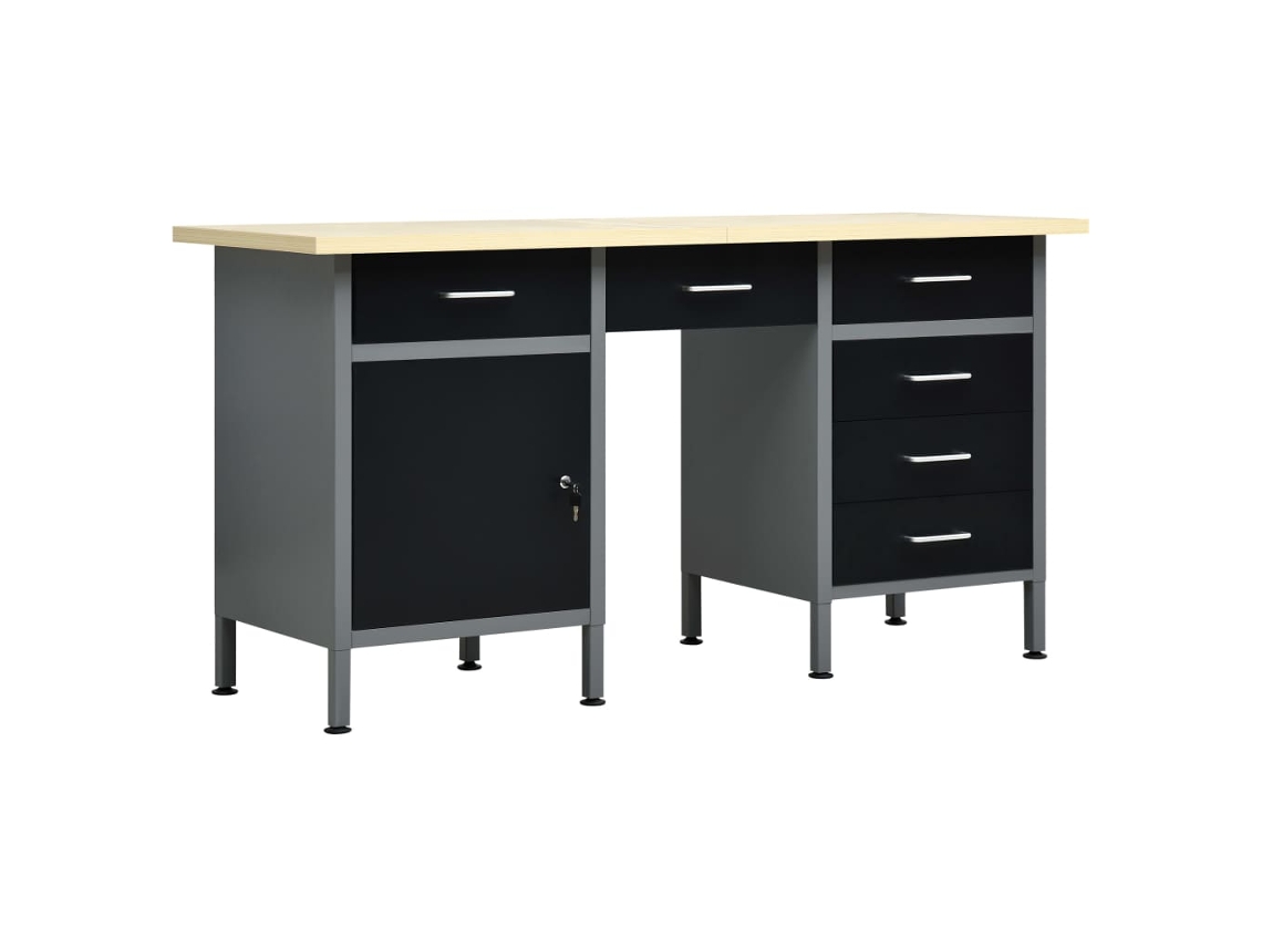Vidaxl Bancada De Trabalho 160x60x85 Cm Aço Preto