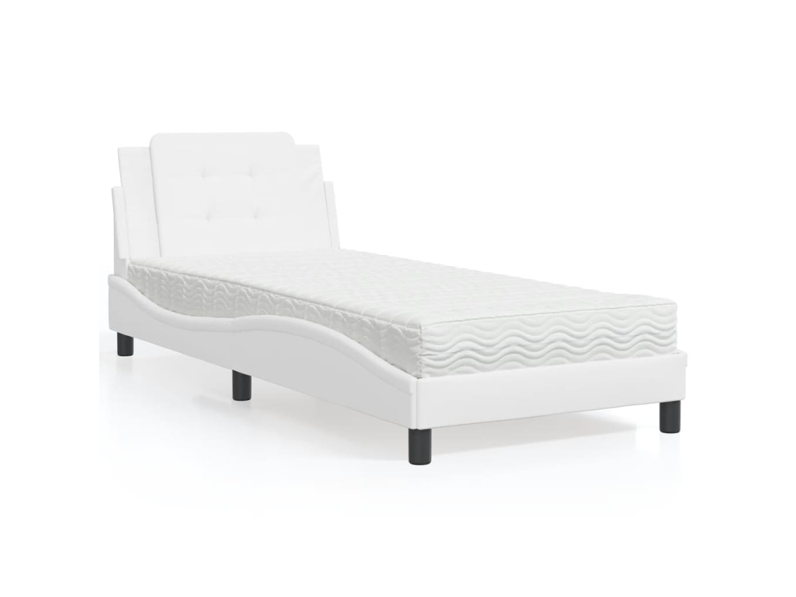 Vidaxl Estrutura De Cama Sem Colchão Zadar 90x190 Cm Couro Artificial Branco