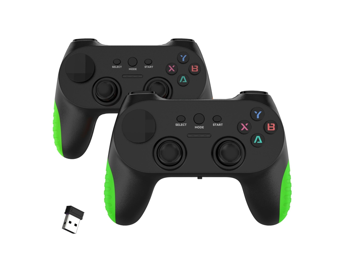 Console de jogos para TV com sistema Duplo e jogos de arcade HD, acompanhado de dois controles e receptor YUNZII.