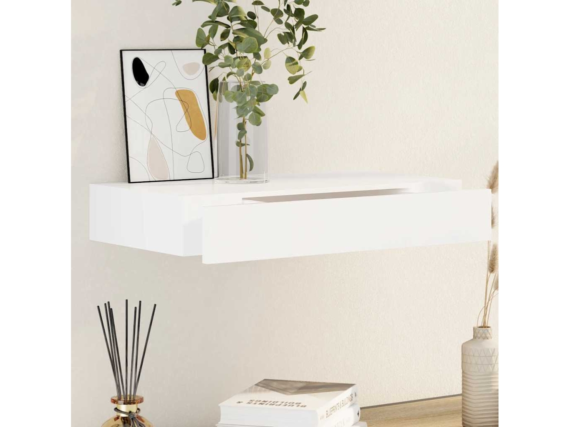 Prateleira De Parede C/ 1 Gaveta Para Livros/dvd Mdf Branco