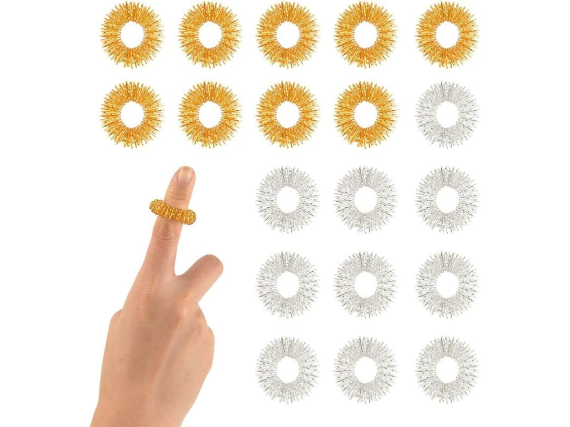 20 Anéis De Massagem Com Pontes, Conjunto De Acupressão Para Dedo, 2 Cores