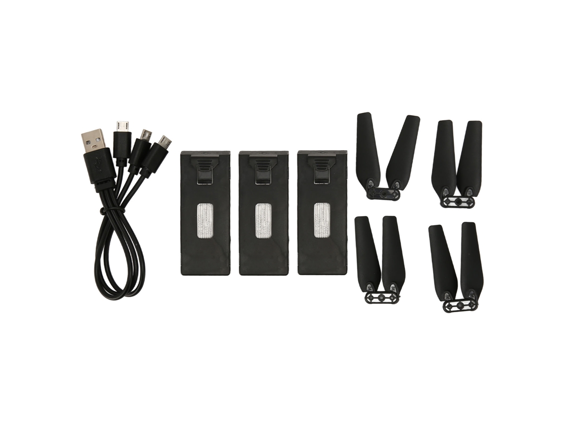 3 Baterias para Drones 3,7 V 1800 mAh com hélices para E88, E88Pro, E525, E99, E99Pro, P1, K3, S1