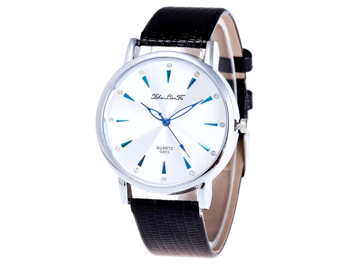 Relógio de pulso unissex de quartzo com strass, elegante e casual Zhoulianfa (preto)