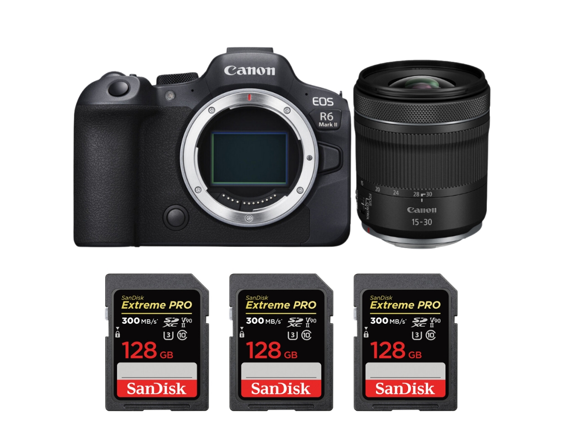 Eos R6 Mark Ii + Rf 15 30mm F/4.5 6.3 Is Stm + 3 Sandisk 128gb Uhs ii 300mb/s + Ebook “20 Dicas para Fotos Que Impressionam” CANON