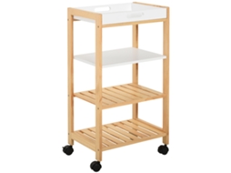 Carrinho de Cozinha Mdf, Pinho Cor Branco 40x30x76 cm Homcom