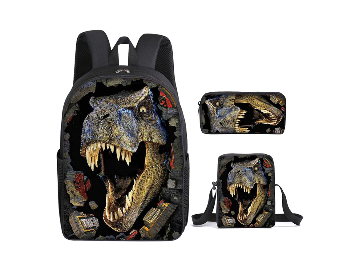 Mochila KOHREE Estudantil Dinossauro Conjunto de Três Peças