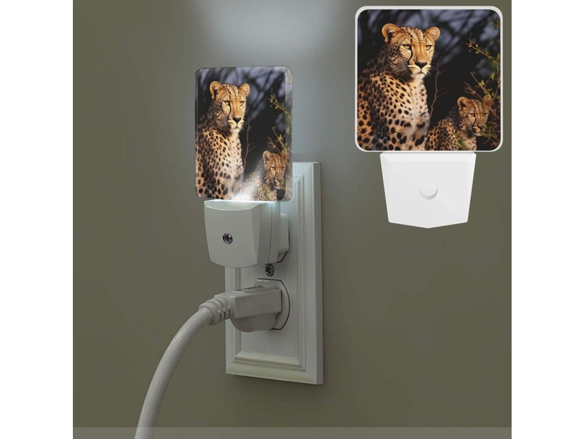 Luminária De Parede Com Sensor Crepuscular Em Formato Leopardo, Luz Branca Quente, Tamanho Compacto E Led Com Botão Liga
