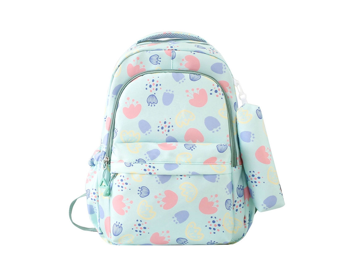 Conjunto de Mochila Escolar com Estojo Para Meninas Verde CUICH