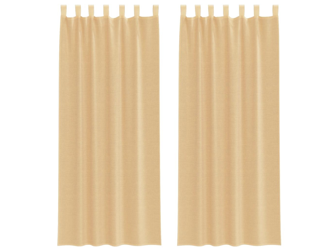 Maison Exclusive - Cortinas De Voile Com Laços 2 Pcs Areia 140x260 Cm