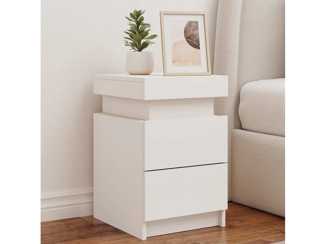 Vidaxl Mesas De Cabeceira Com Luzes Led 2 Pcs 35x39x55 Cm Branco