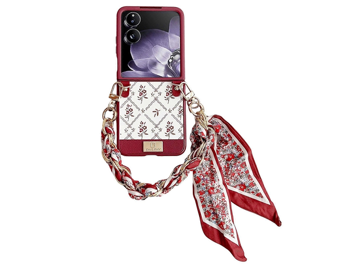 Capa De Celular Xiaomi Mix Flip Em Tpu Com Estampa De Flor Da Sorte E Alça.