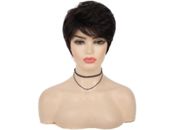 Peluca Corta Rizos Negra Para Mujeres Negras De Fibra Sintética Resistente Al Calor Para Carnaval Halloween Fiesta Cosplay Y Uso Diario