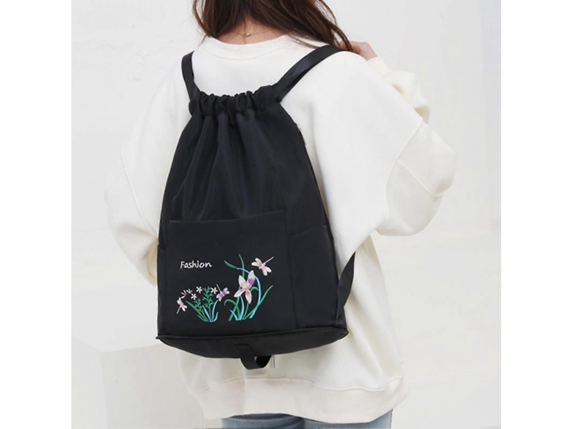 Mochila Dobrável Com Cordão E Bolsos Resistentes À Água, Ideal Para Academia, Compras, Esportes E Ioga.