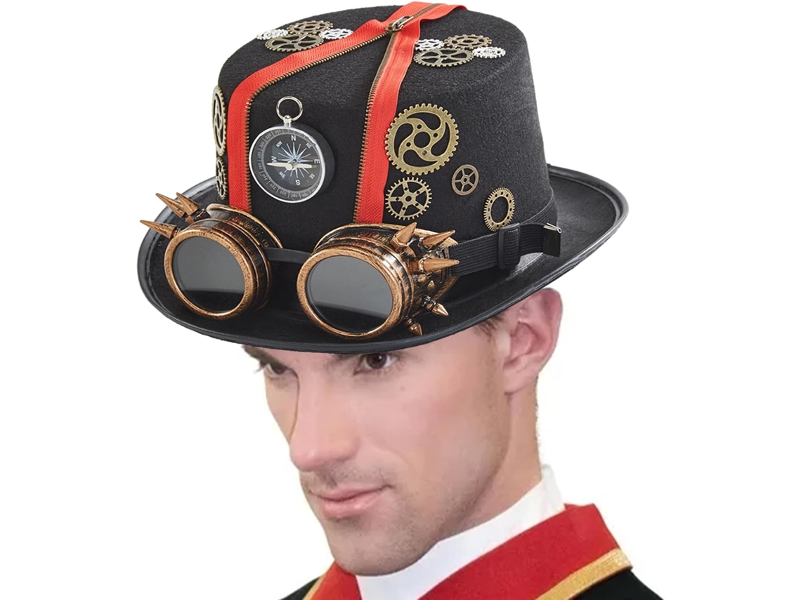 Chapéu Steampunk Com Óculos Estilo - Para Uso Prático E Funcional