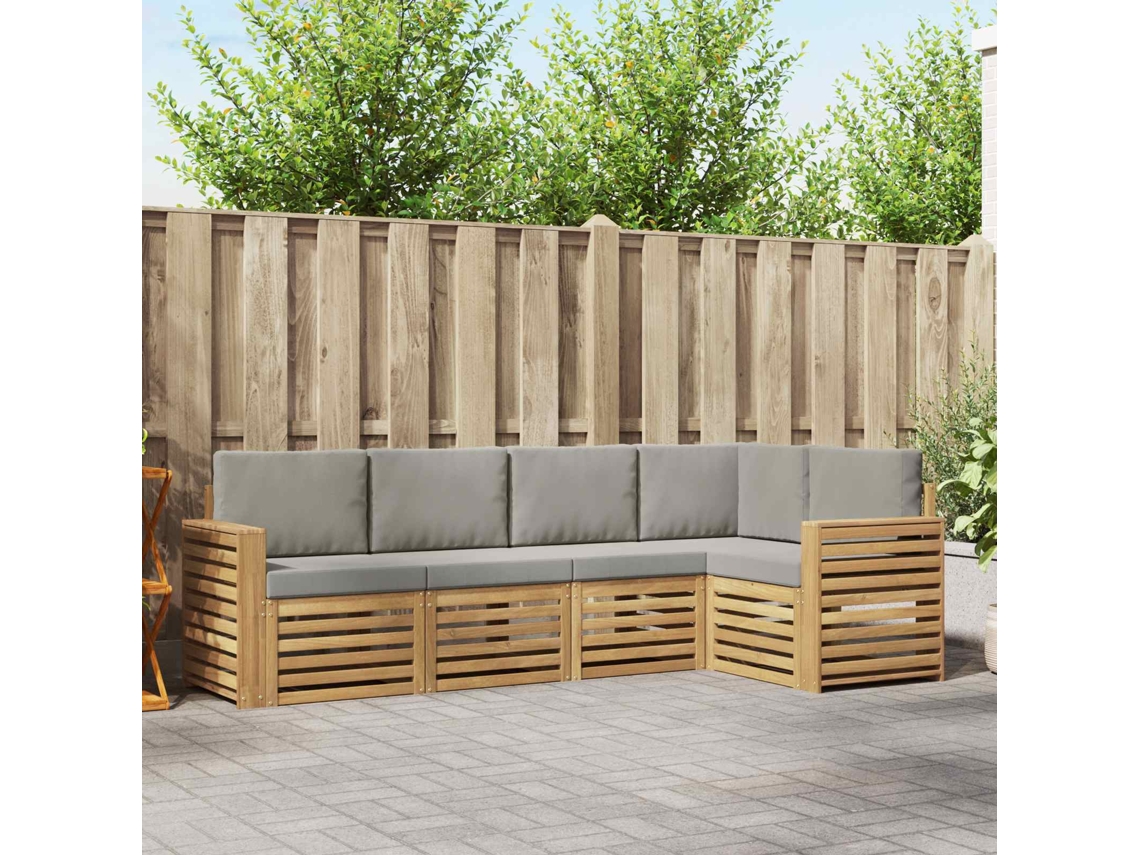 Vidaxl Conjunto De Sofás Para Exterior 5 Pcs Branco E Cinzento-claro