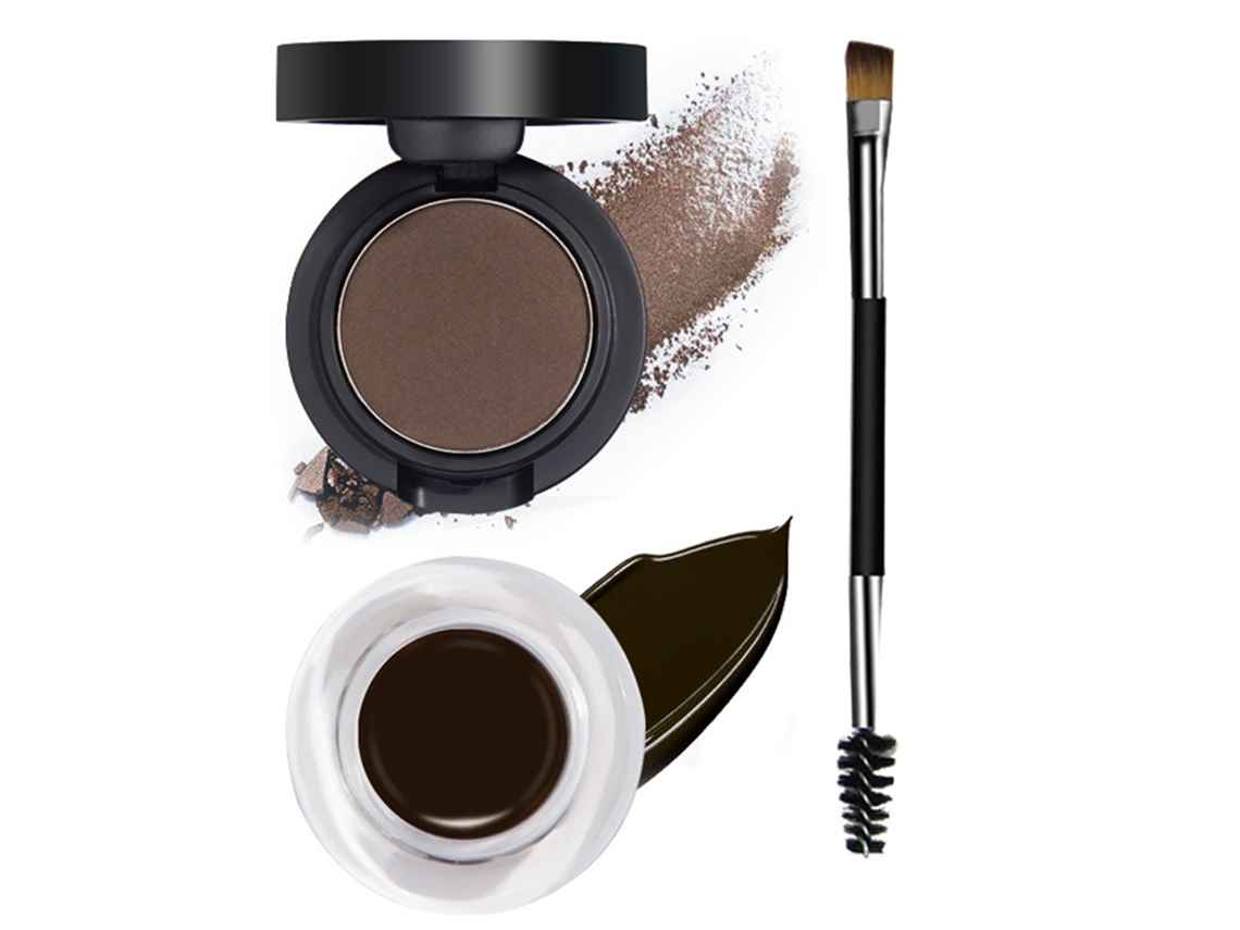 Kit De Polvo Para Cejas 2 En 1 Con Plantilla Y Brochas Impermeable Para Maquillaje 05