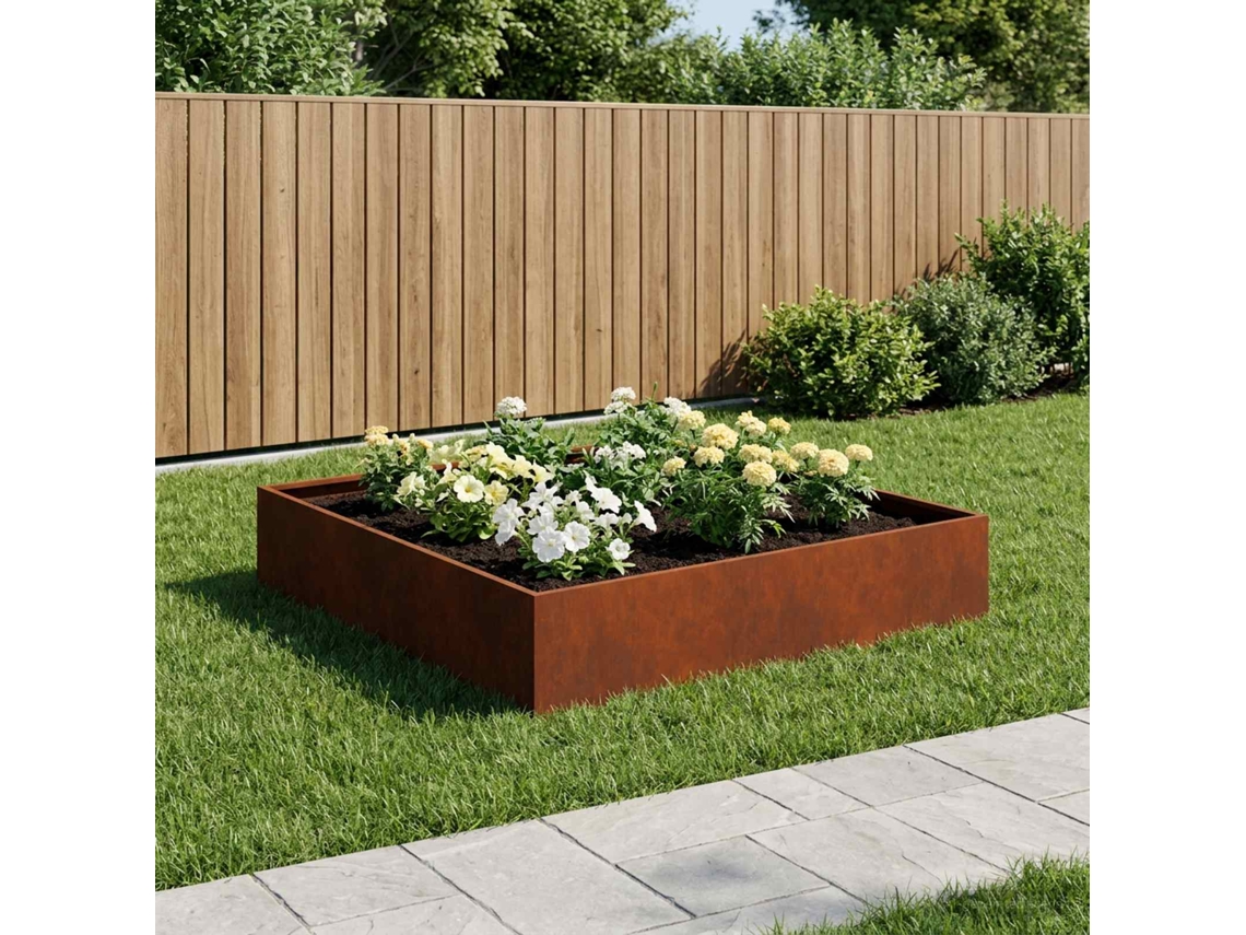 Vidaxl Vaso De Jardim Ferro Enferrujado 80 X 80 X 20 Cm Aço Corten