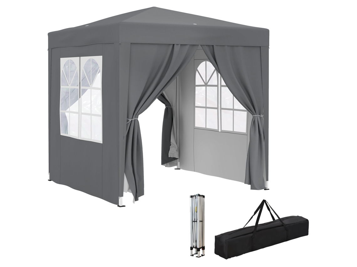 Gazebo De Jardim Dobrável Para Exterior, Altura Ajustável, Proteção Uv, 2 X 2 M, Cinza