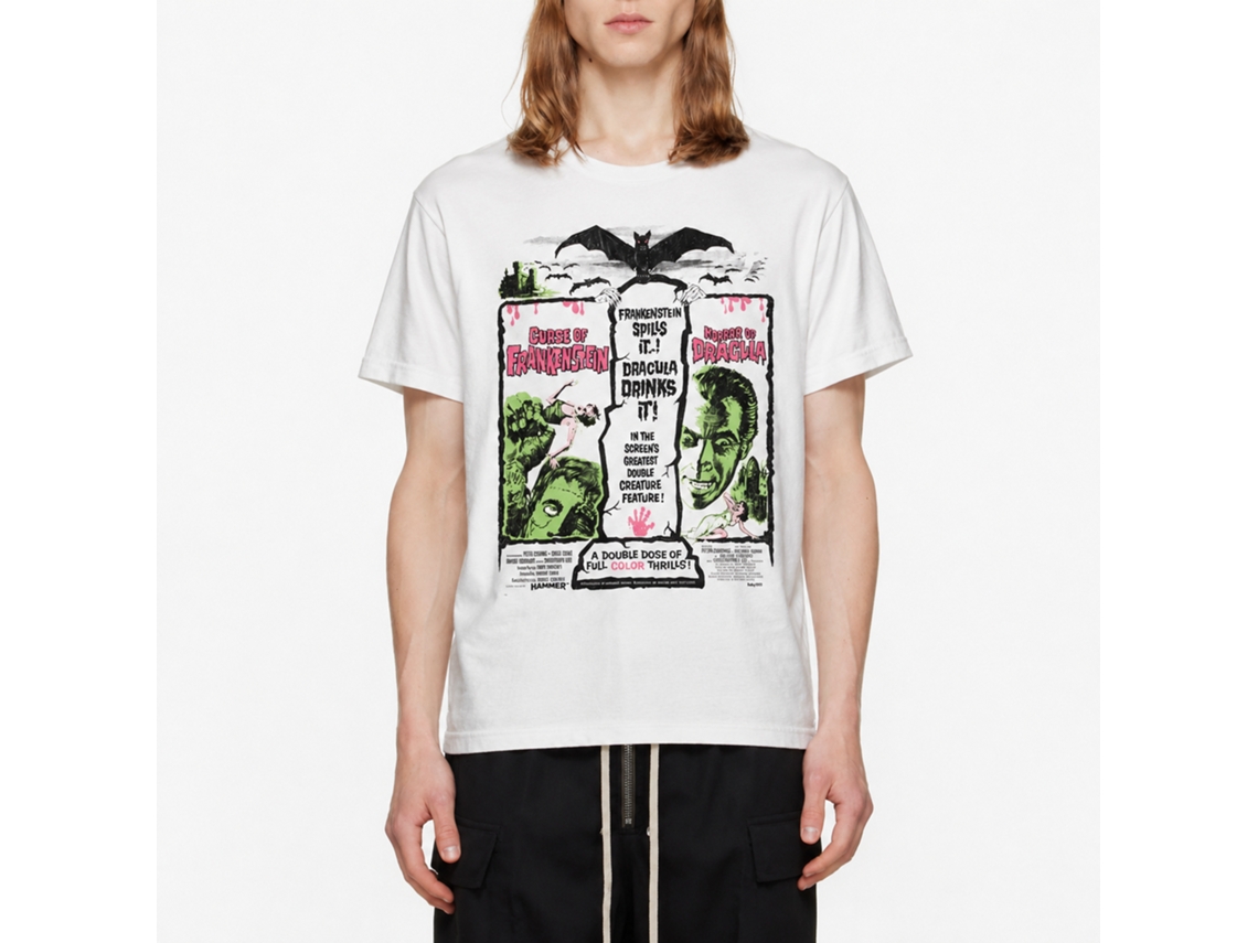 Rockinstone Horror Movies Drac And Frank White Adult T-shirt Size:l