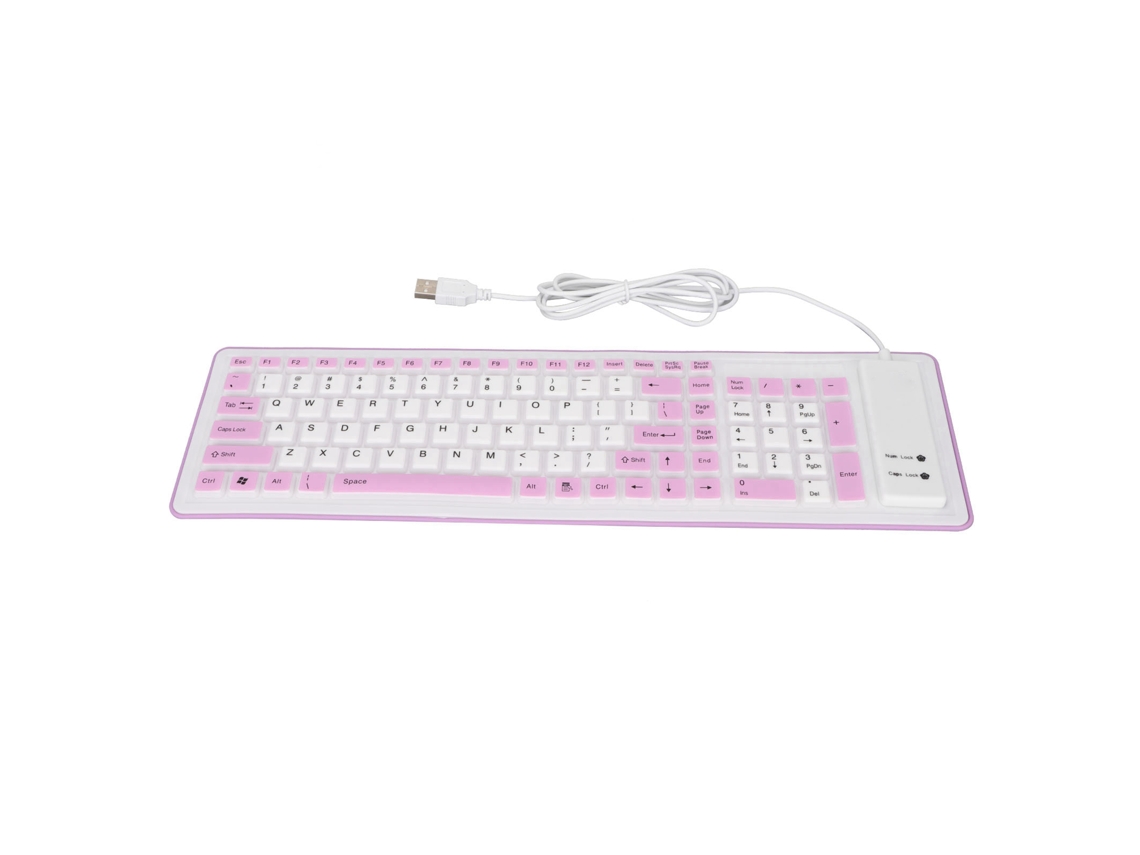 Teclado De Silicone Plegable 103 Teclas Usb Cable Impermeable Silencioso Para Pc Laptop Morado