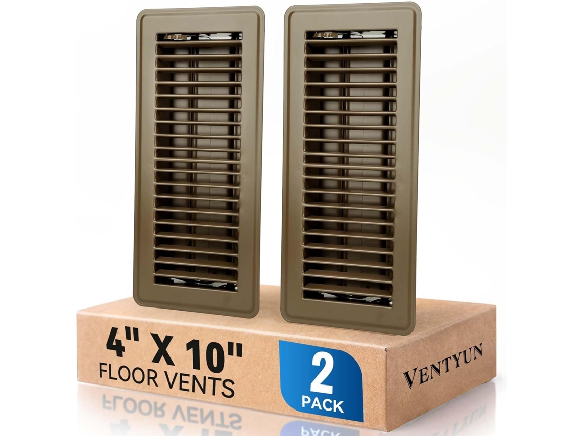 Conjunto de 2 Grelhas de Ventilação de Piso, 10,2 X 25,4 Cm, em Metal com Revestimento em Pó, para Ventilação. SFUSHOS