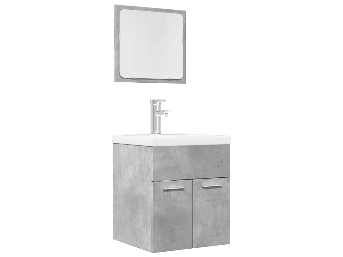 Vidaxl 2 Pcs Conj. Móveis Casa Banho Derivados Madeira Cinza Cimento