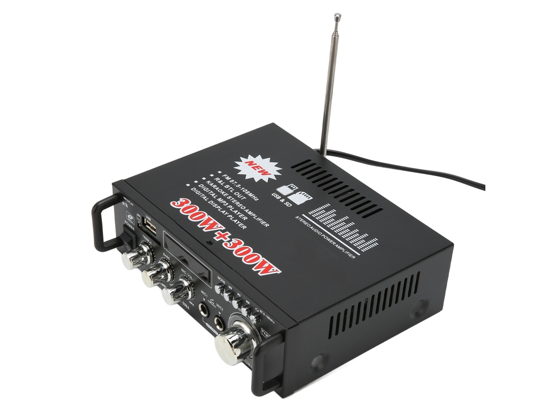 Amplificador Bluetooth 300w com Porta Usb, Controle Remoto e Display Led para Sistema Estéreo 110v Eua