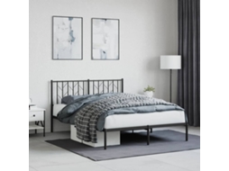 Vidaxl Estrutura De Cama Com Cabeceira 140x190 Cm Metal Preto