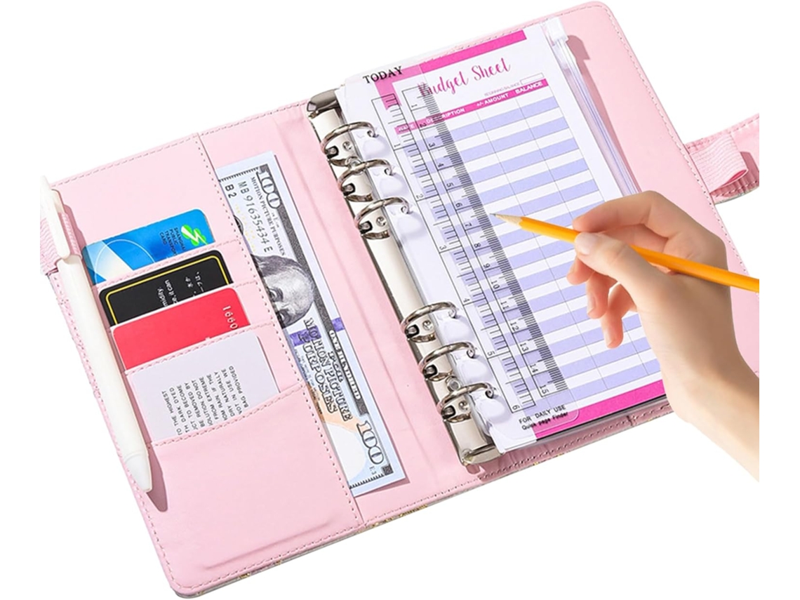 Caderno De Gestão De Poupança Organizador De Orçamento Em Dinheiro A6 Com Bolso Com Zíper | Gokoco