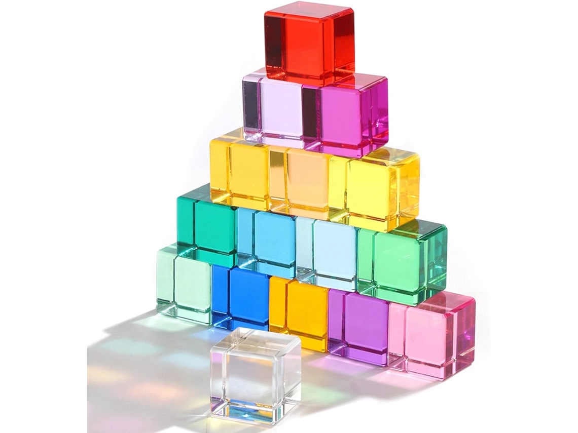 16 Cubos De Gemas Acrílicas, Cores Do Arco-íris, Blocos Empilháveis