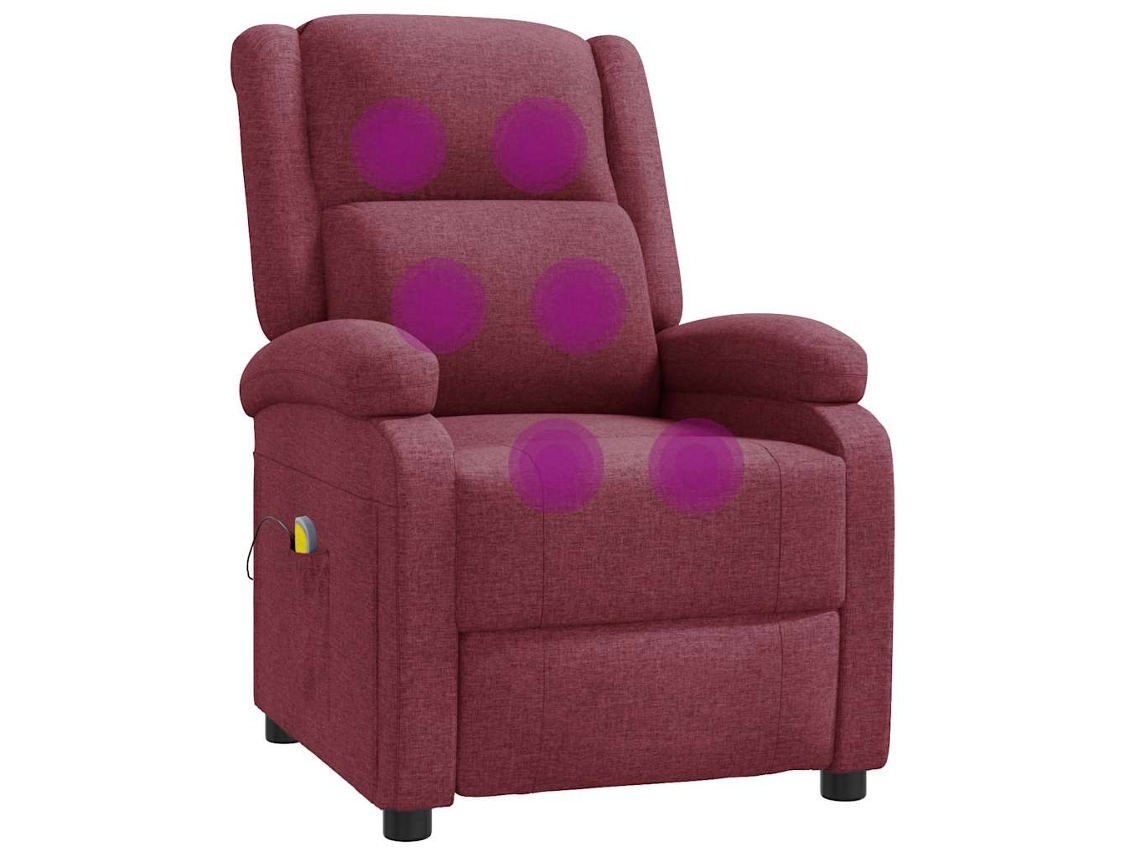 Vidaxl Poltrona De Massagens Tecido Vermelho Tinto