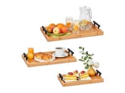 Lurelia Bandeja Pequeno-almoço Bambu 54 Cm 3 Unidades Para Chá, Café E Snacks