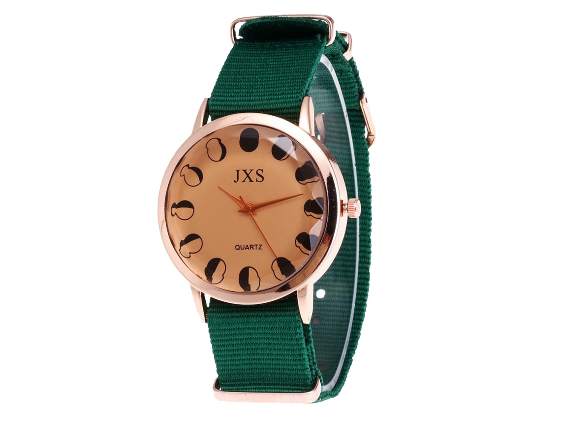 Relógio de Pulso Feminino de Quartzo com Pulseira de Lona Zhoulianfa Verde