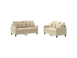 Maison Exclusive - 2 Pcs Conjunto De Sofás Com Almofadões Tecido Cor Creme