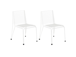Sillas Metálicas Apilables Para Exteriores Beliani Chieve De Acero Blanco 49x57x80