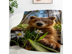 Manta Urso Marrom Floresta 100x130 Cm Multifuncional Macia Aconchegante em Flanela Ideal para Cama Escritório